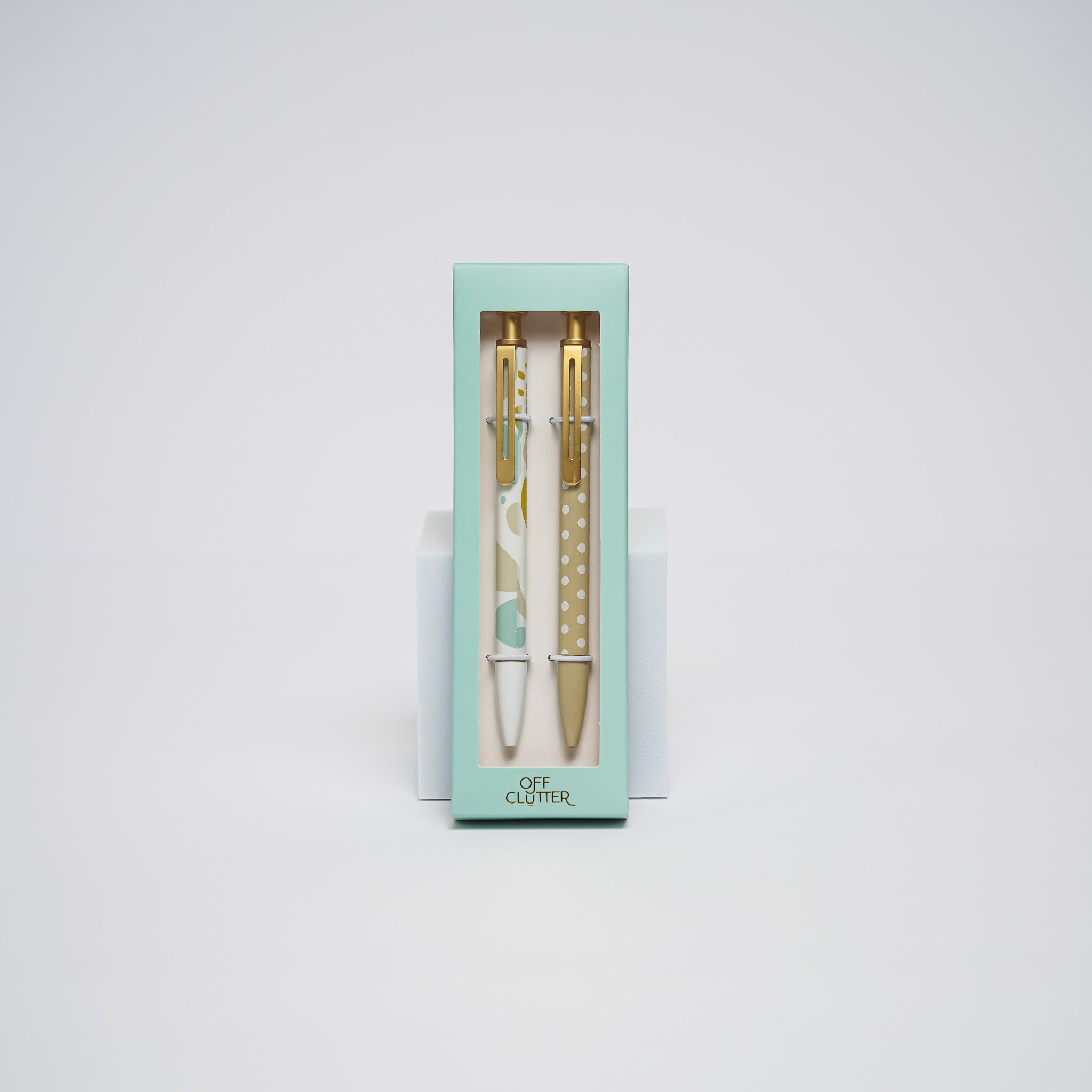 Bolígrafos |Blanco Abstracto y Polka Dots Crema